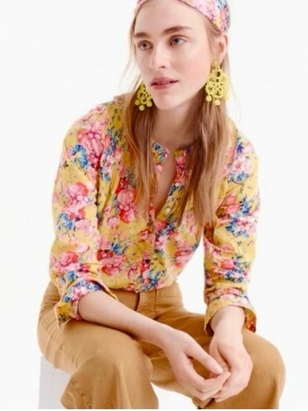 J Crew classic popover cotton blouse Liberty Fabric